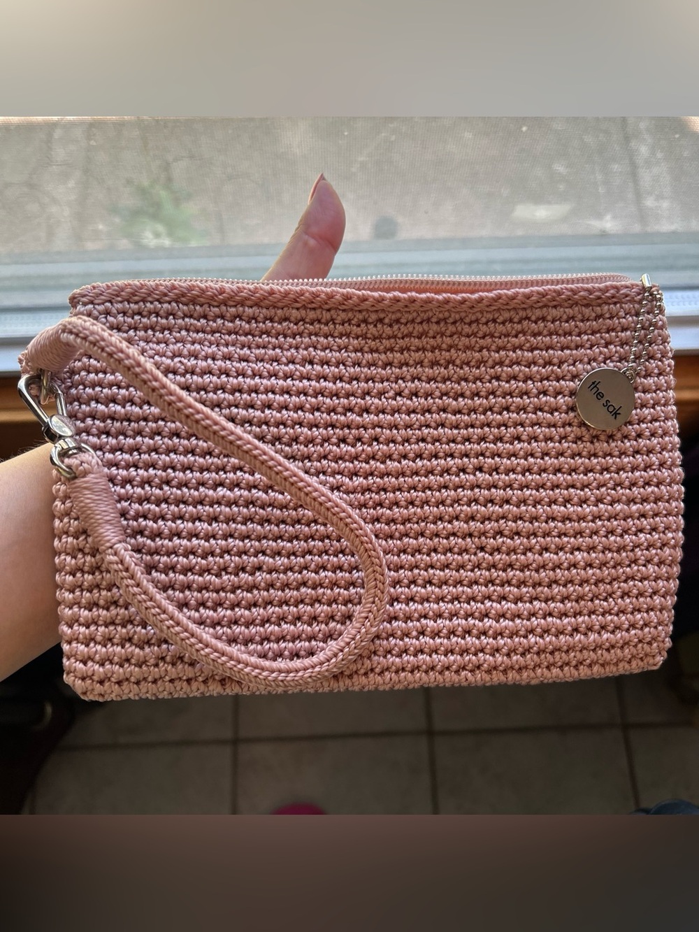 NWOT The Sak Blush Pink Crochet Wristlet